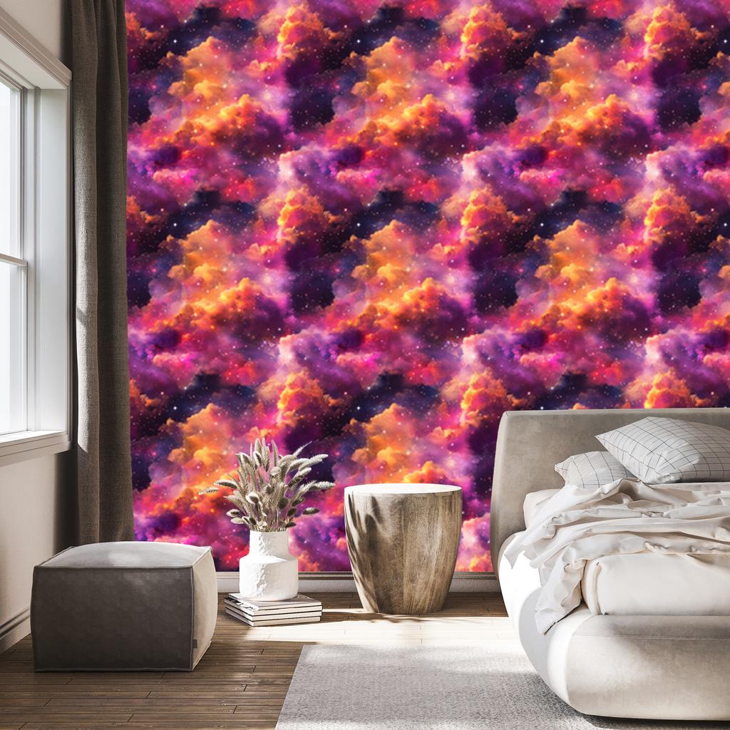 Watercolor Galaxy Purple and Plum Wallpaper for Living Room and Bedroom 50x1000