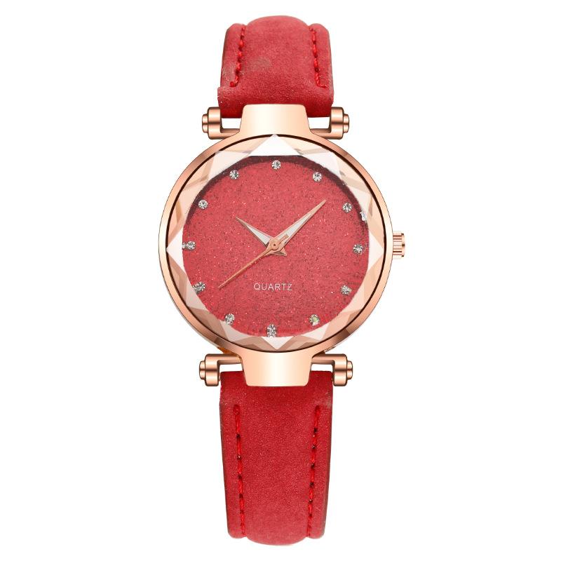

Популярные европейские и американские модные женские часы с бриллиантовым циферблатом, женские часы с ремешком, кварцевые часы красный