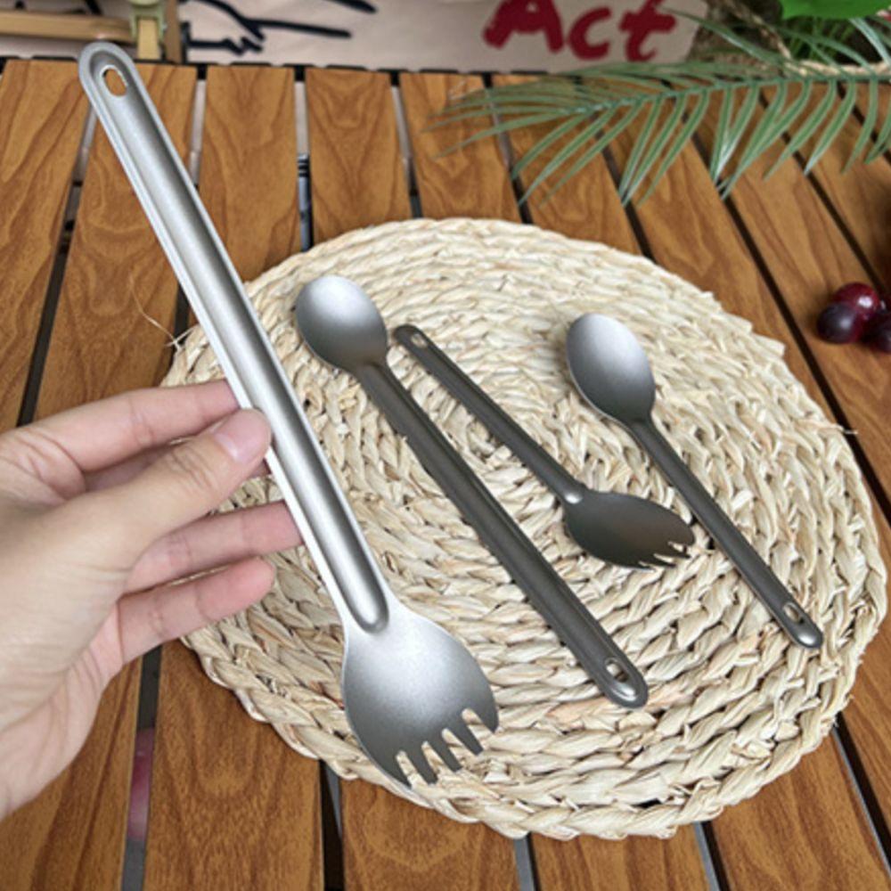 2 Piece Corrosion-resistant Titanium Cutlery Set Ultralight Outdoor Dinnerware Set  Salad