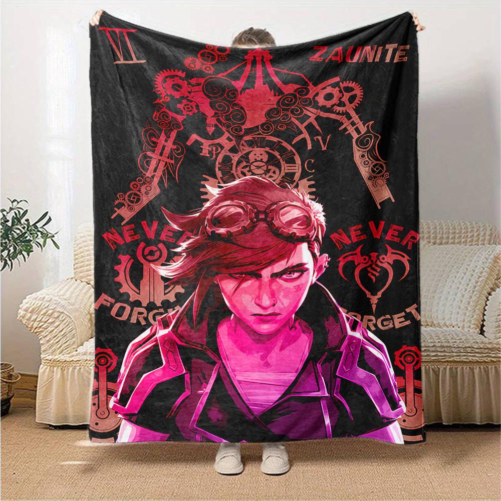 1pc Blanket - League of Legends Jinx Print Design,Lightweight Blanket for Sofa,Bed- Soft &Warm,Gift for All Seasons