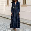 Damen S Karierter Anzug-Stil Langarm Langes Kleid für den Arbeitsweg