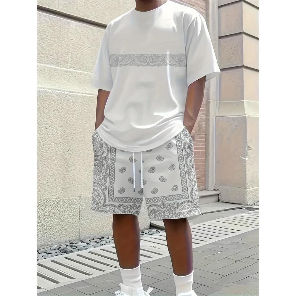 Frühling Sommer Herren Einfache Basketball-bedruckte Rundhals-T-Shirts Shorts Modisch Bequem Atmungsaktiv Kurzärmelige Sportbekleidung