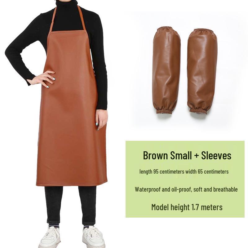 Men's Waterproof & Oil-Proof Leather Apron - Durable, Wear-Resistant, Long-Style for Cooking & Household Tasks