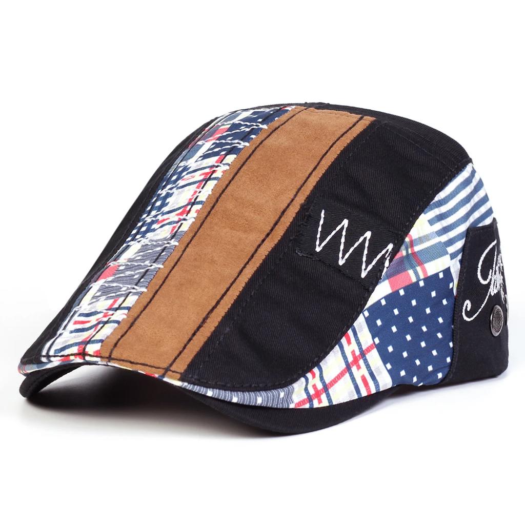 Unisex Colorful Fabric Splicing Newsboy Caps British Painters Hats Spring Autumn Octagonal Cap Hip Hop Berets Hat