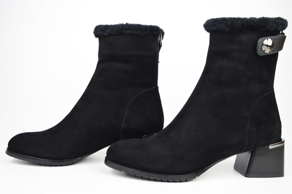 Kozačky na podpatku Berkonty 0716 37 Černý semiš