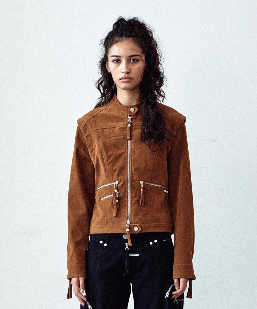 Thevinylhouse Non Collar Suede Jacket(W) Brown