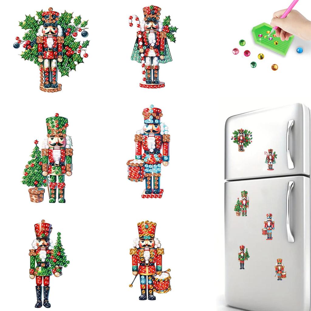 6Pcs Acrylic Special Shape Floral Dinosaur Fridge Stickers Diamond Painting Refrigerator Magnet Diamond Painting Fridge Magnet