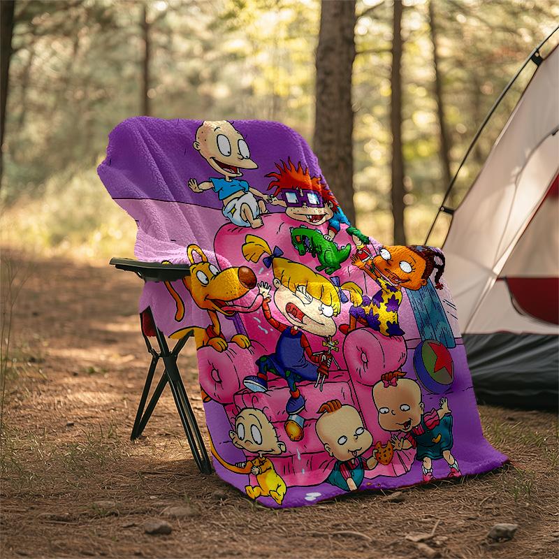 1pc Rugrats in paris2 Theme Blanket - Digital Print, Polyester, Cozy for All Seasons, Perfect for Outdoor, Camping, and Travel