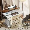 Computer Desk, with Power Sockets - White