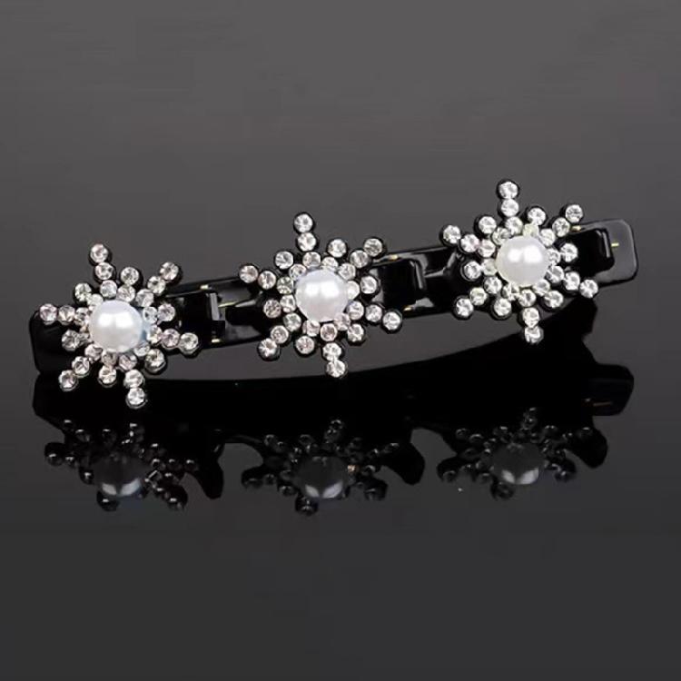 5x Sparkling Crystal Stone Braided Hair Clips Tooth-Shaped Non-Slip Bang Hairpin