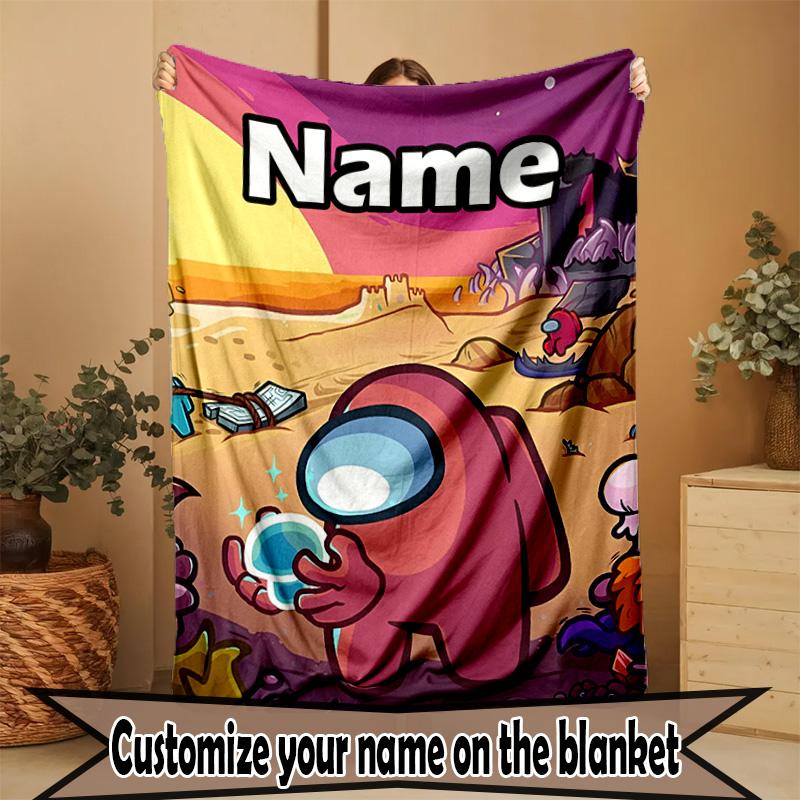 Custom Name Personalized Among Us Print Blanket, Home Decor, Bedroom, Sofa, Camping, Couch, Gifts for Birthday ChristmasEnthusiasts