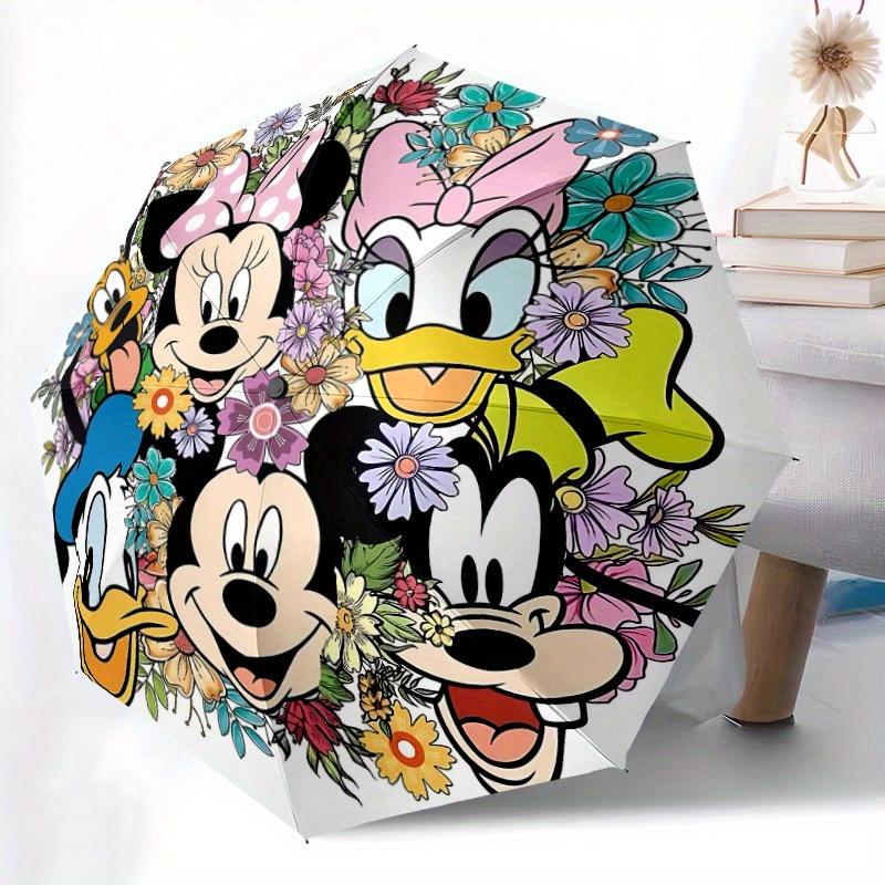 1pc Mickey Mouse Automatic Folding Umbrella: Compact 8-rib Design Cartoon Travel Companion for Outdoor, Casual Accessory
