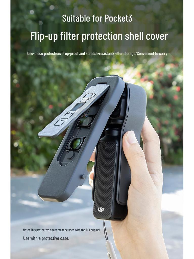 DJI Pocket 3 Magnetic Lens Flip Cover & Screen Protector Accessory for OSMO Action Camera