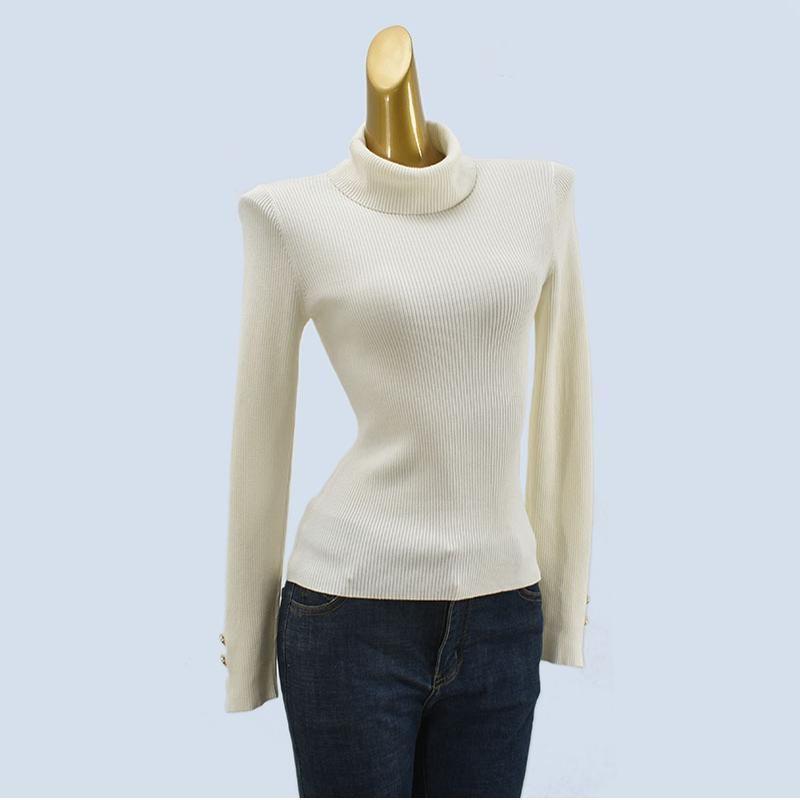 Export Yuan Single Turtleneck Silm Plaid Soft Glutinous Long Sleeves Basic Style Knitting Slimming Sweater Stretch Women's Bottoming Shirt