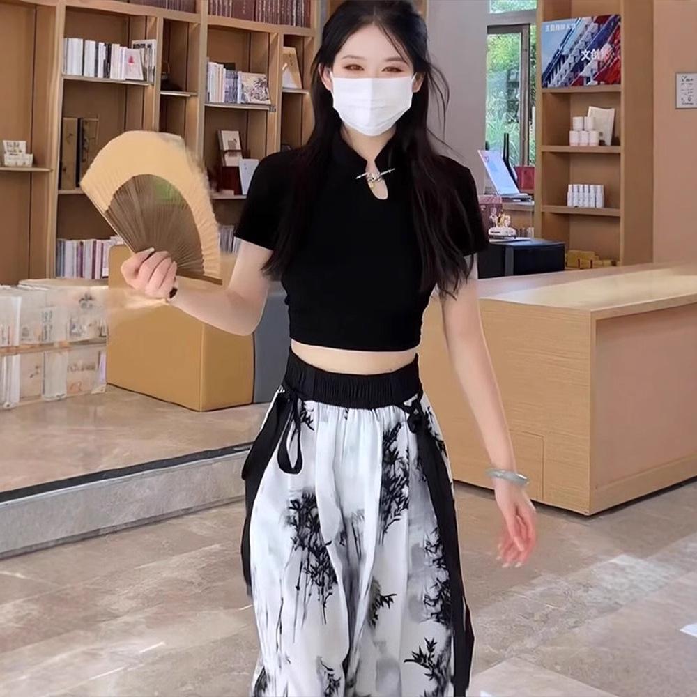 Women's Summer Cheongsam Collar Slimming T-shirt