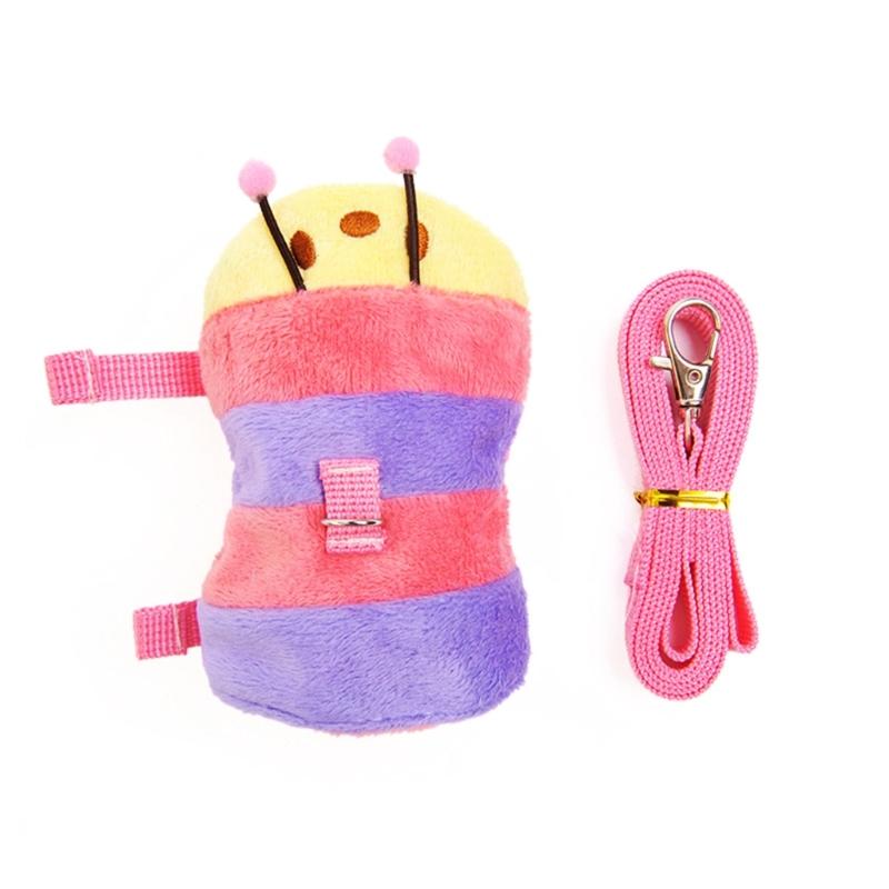 Small Animal Harness and Leash Set Soft Plush Pet Harness with Safe Bells No Pulls Comfort Plush Vests for Small Pet фиолетовый