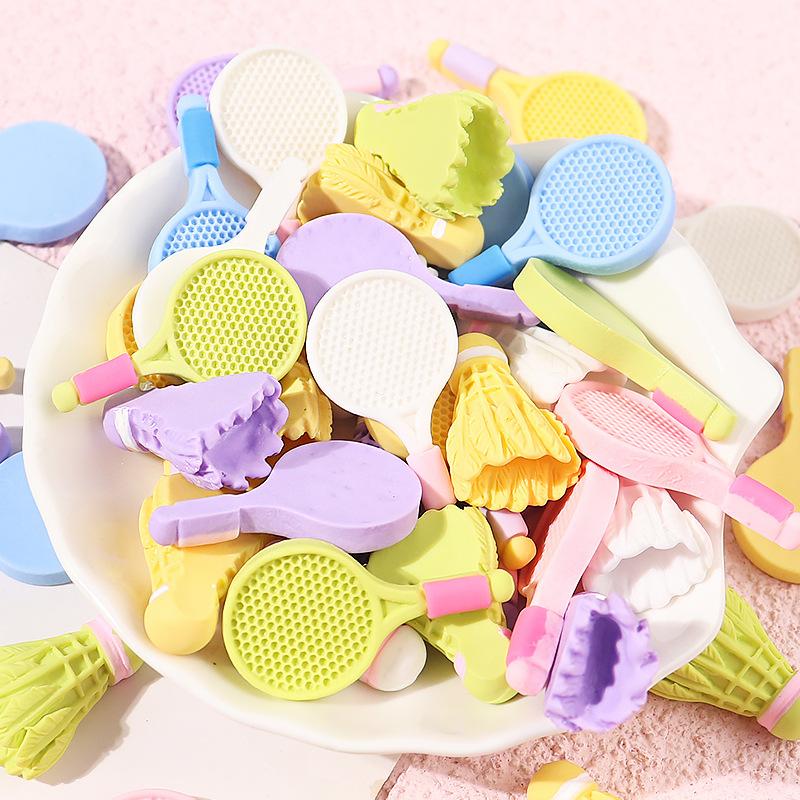 100pcs/bag New Artificial Tennis Racket Badminton Design Flat Back Resin Cabochons for Scrapbook