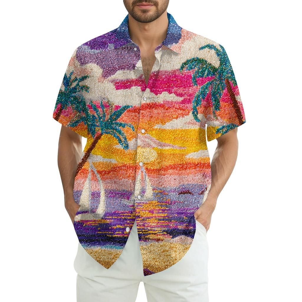 Herrskjorta med tryck, kortärmad design