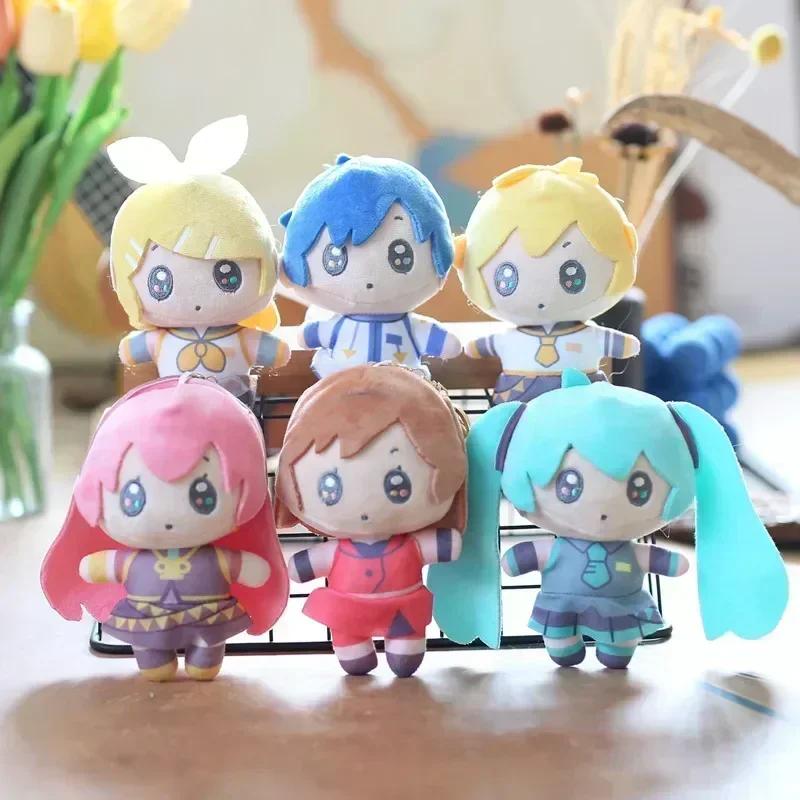 Anime plyšová hračka Hatsune Miku KAITO MEIKO Luka Kagamine Rin Len Figurka Plyšová panenka Kawaii Q verze Klíčenka Přívěsek na tašku Dárek