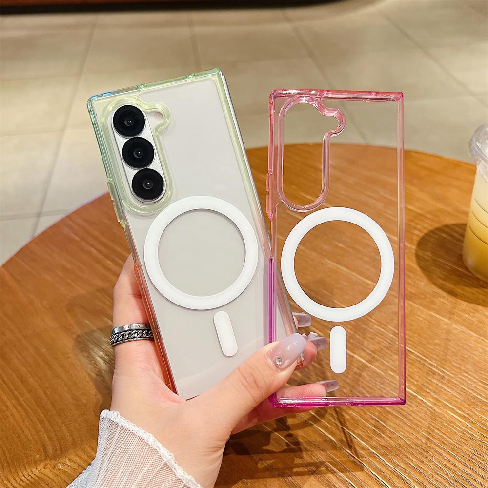 Gradient Clear Acrylic Magnetic Phone Case for Samsung Z Fold 7 6 5 4 3 5G Fold7 Magsafe Wireless Charging Protective Cover