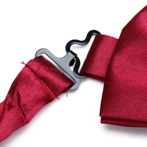 Men's Tuxedo Bow Tie Satin Pure Bowtie Party Wedding Wine Red