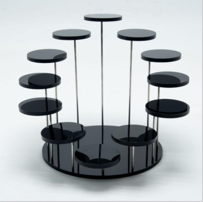 1pc Black Round Acrylic Products Display Riser Stands Jewelry Display Stands for Rings Earrings,Mini Figurines