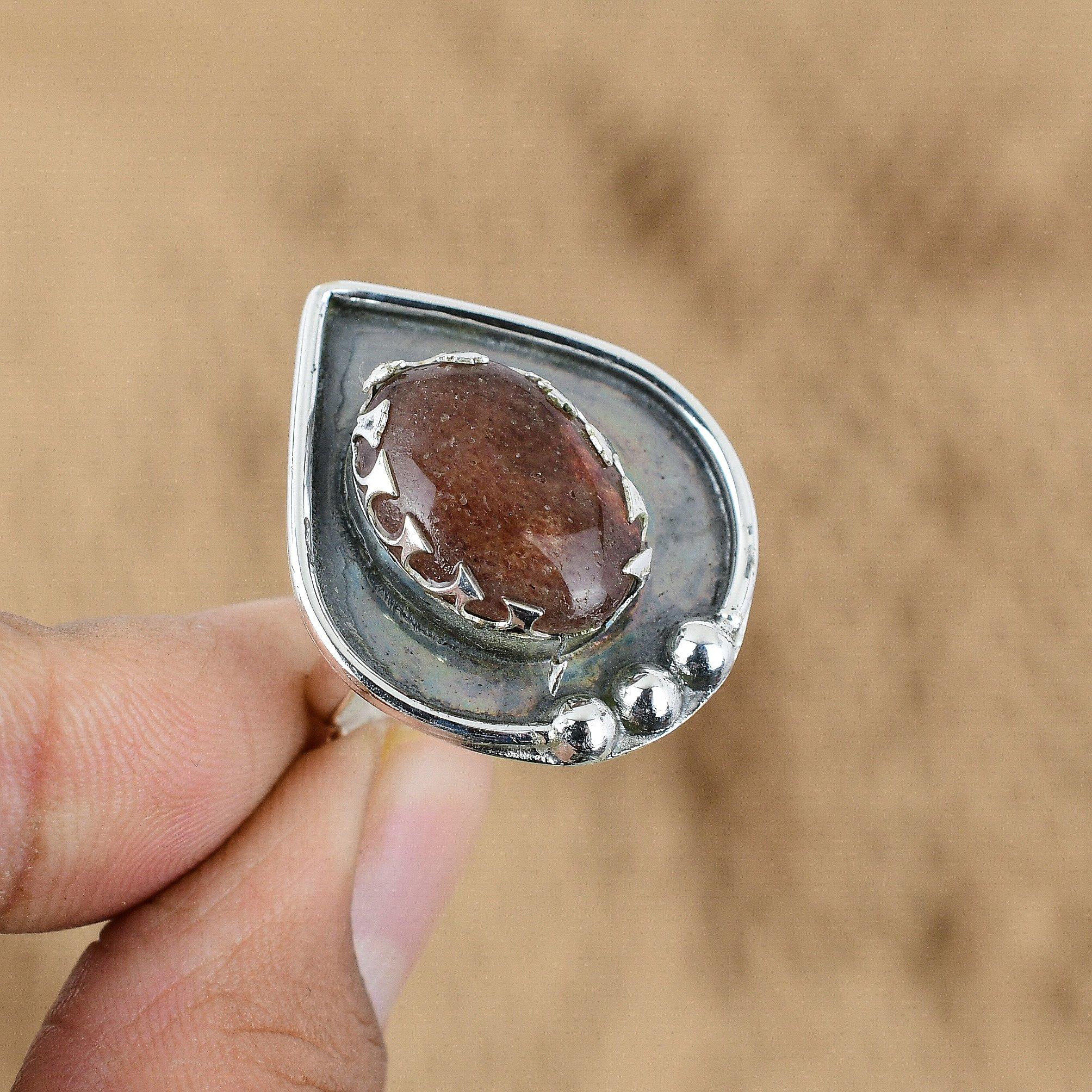 

Natural Sunstone Gemstone Multi Stone Adjustable Ring 925 Sterling Silver Yes