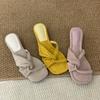 MUKEKe Slope Heel Temperament French Small Cool Slippers Fairy Shoes Outside Wear 2025 Summer with Skirt Retro