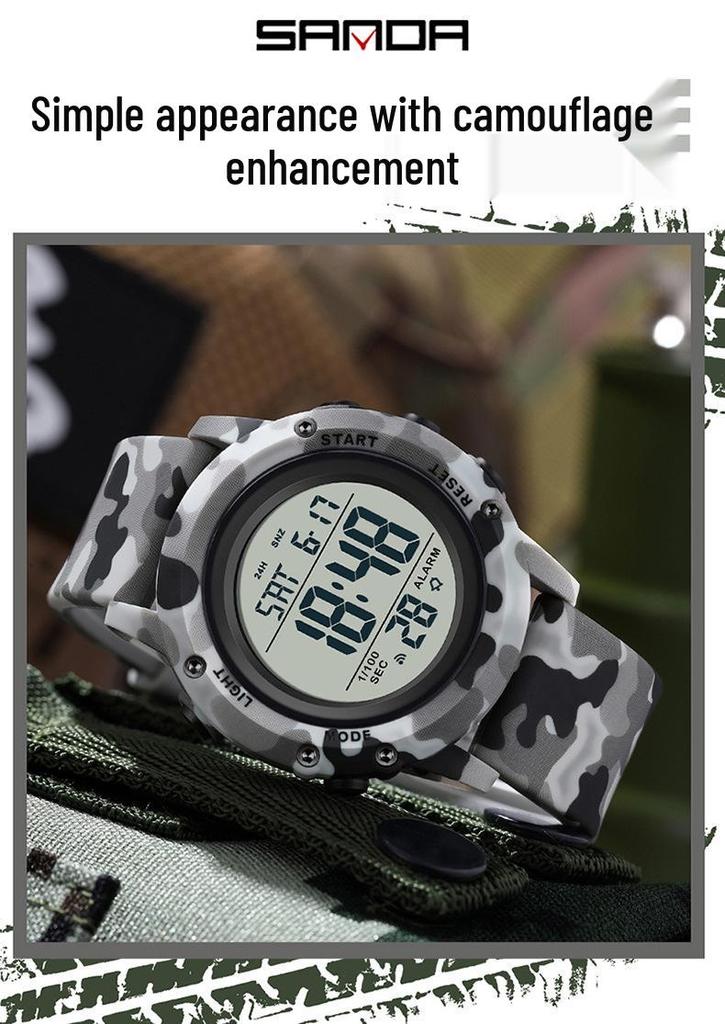 Sanda Youth Camouflage Luminous Multifunctional Waterproof Sports Watch