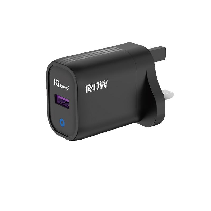 120W Cross-Border USB Fast Charger - European, American, UK Standard, Amber Yellow