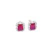 Fashion Cultivation Ruby Sapphire Emerald Square Stud Earrings Light Luxury Fashion Full Diamond Stud Earrings