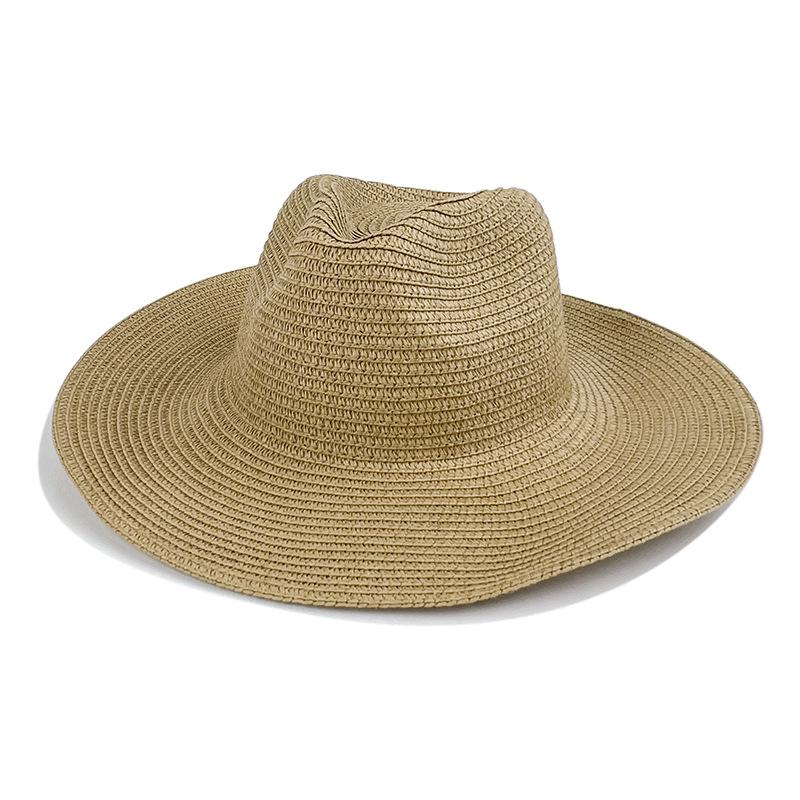 Classic Panama Curled Straw Hat Travel Sunscreen Straw Hat Men and Women Outdoor Breathable Beach Sun Hat