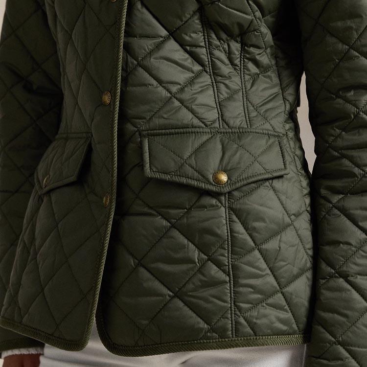 Polo Ralph Lauren FW24 Logo Embroidered Polo Collar Single-Breasted Slim Fit Cotton Jacket Women Jackets Green WMPOOTWN2820290-300