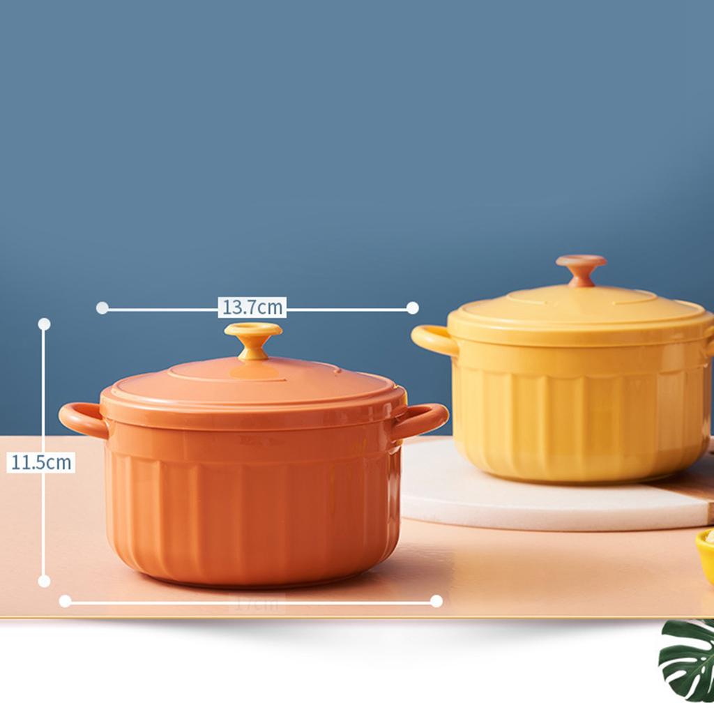 Noodles Bowl with Lid Binaural Noodles Bowl Home Dorm Student Covered Bowl