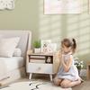 Kids Bedside Table with Drawer and Open Storage Shelf, Wooden Nightstand for Bedroom, Bedside Cabinet, White