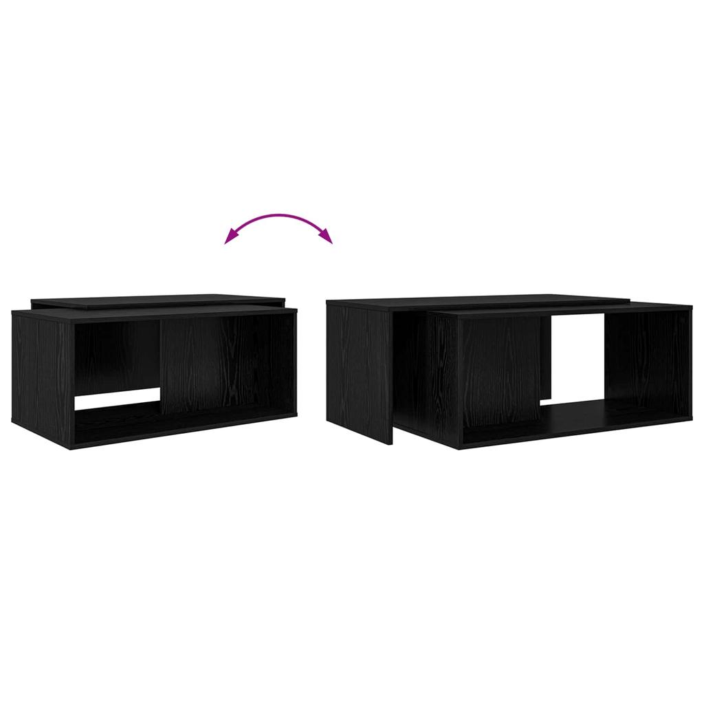 Coffee Table Set 2 Pcs Black Oak Effect Particleboard