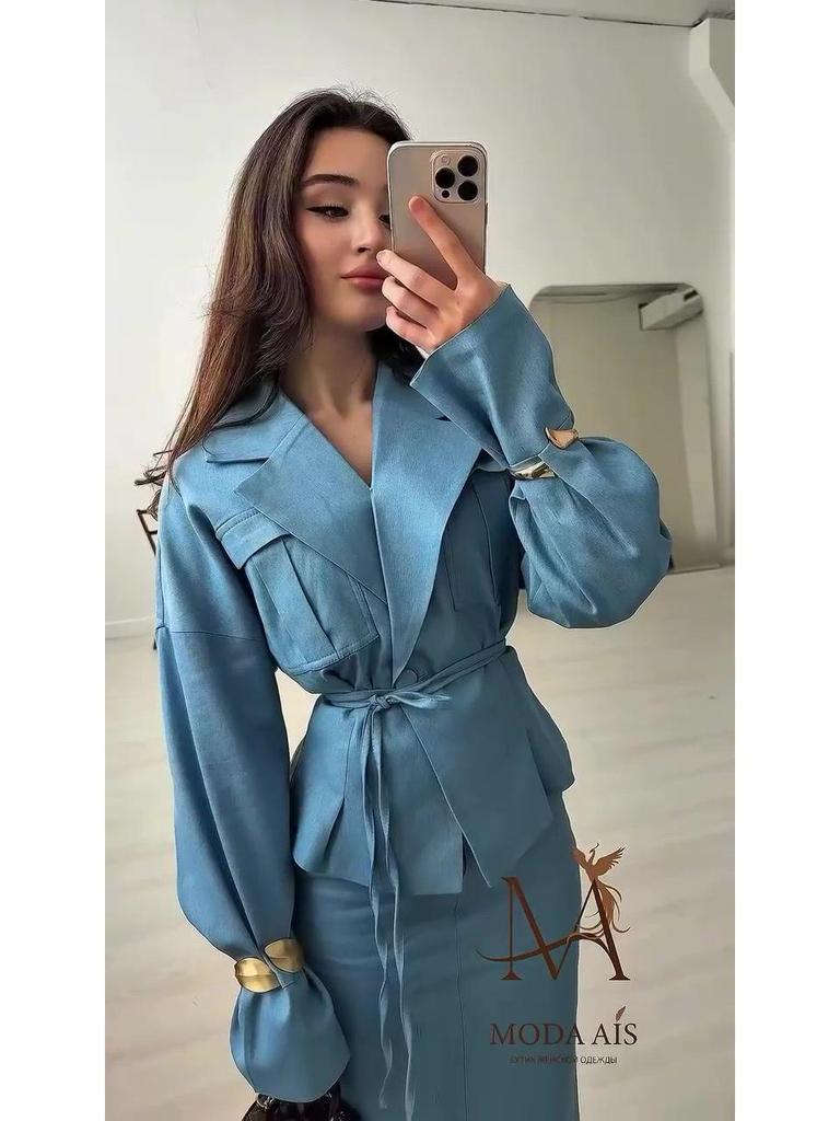 Elegant Long Sleeve Skirt Set: European & American Autumn Fashion 2025