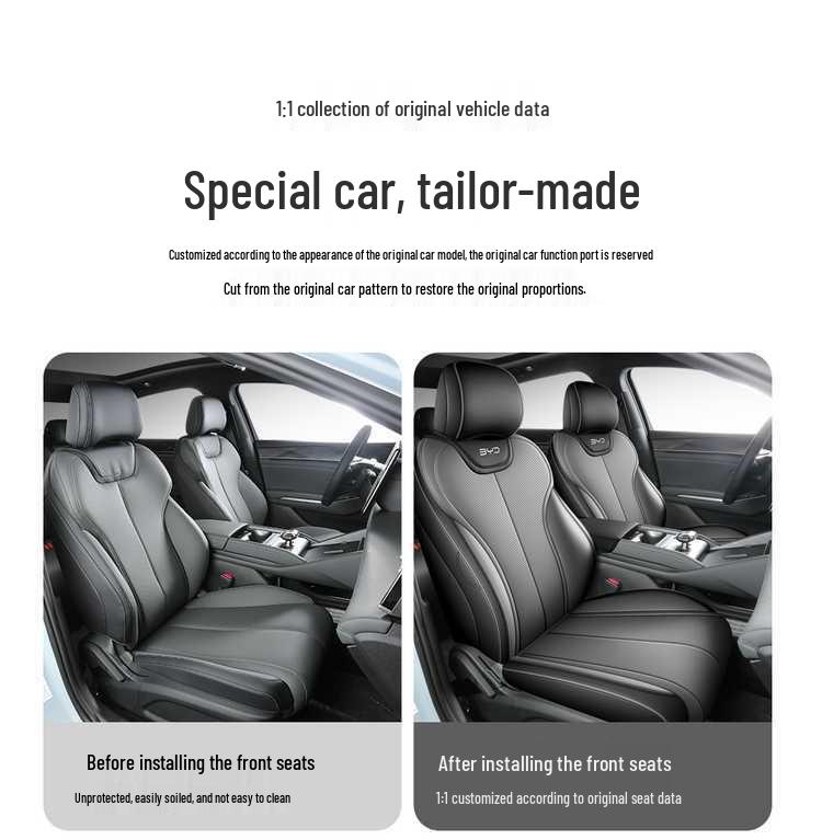 BYD Qin L D-MI Special Perforated Leather Full Surround Seat Cover - Breathable, All-Season Universal Cushion.