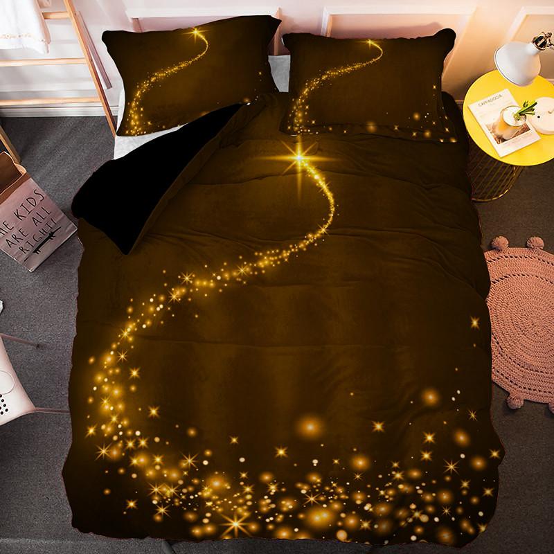 Sternschnuppen Bettbezug Set Nachthimmel Leuchtende Sterne Thema Bettdeckenbezug für Kinder Jugendliche Erwachsene Polyester Steppdeckenbezug King Size