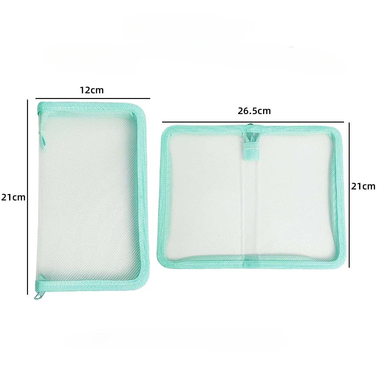 

Прозрачный пенал формата А6 для детей, большая вместимость, ящик для хранения канцелярских принадлежностей, портативный настольный органайзер на молнии зелёный