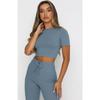 Fashion Casual Suit Women's Solid Colour High Stretch Shaping Short Sleeve Pit Stripe Wide Leg Pants Suit