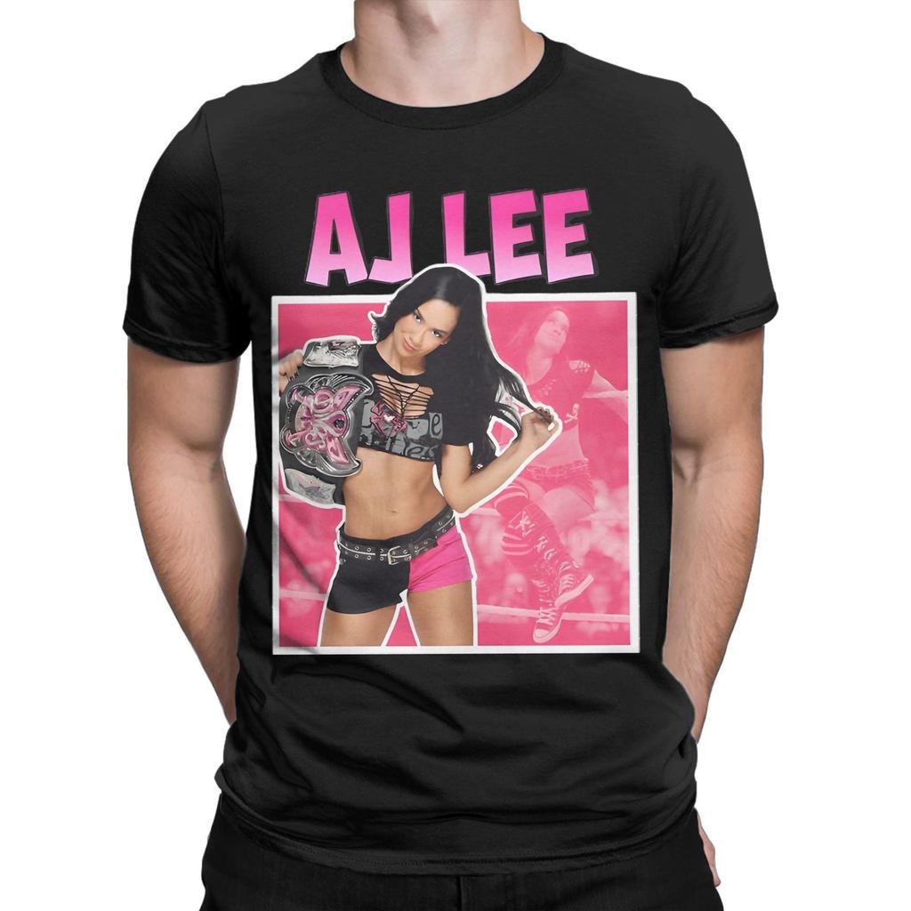 AJ Lee Wrestling Girl 90s Men's T Shirt  Vintage Tees Short Sleeve O Neck T-Shirt Pure Cotton 6XL Clothes