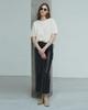 Beleudemaleu Italian Nappa Lambskin Slit Long Skirt