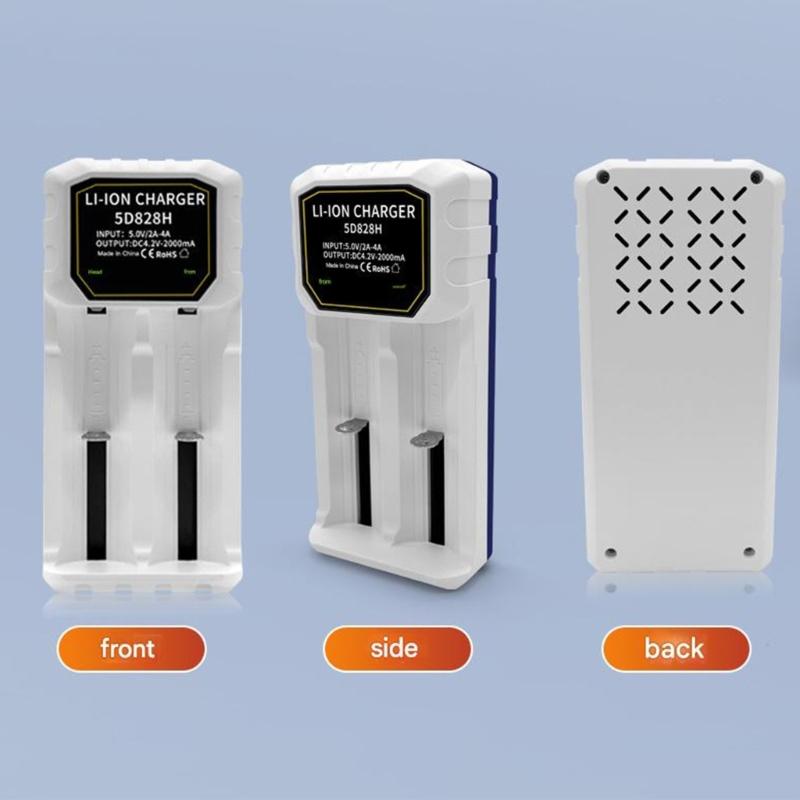 Universal 2 Slot Rechargeable Battery Charging for 3.7V 4.2V Cells Including 18500 26700 32650 Adjustable Spring Design