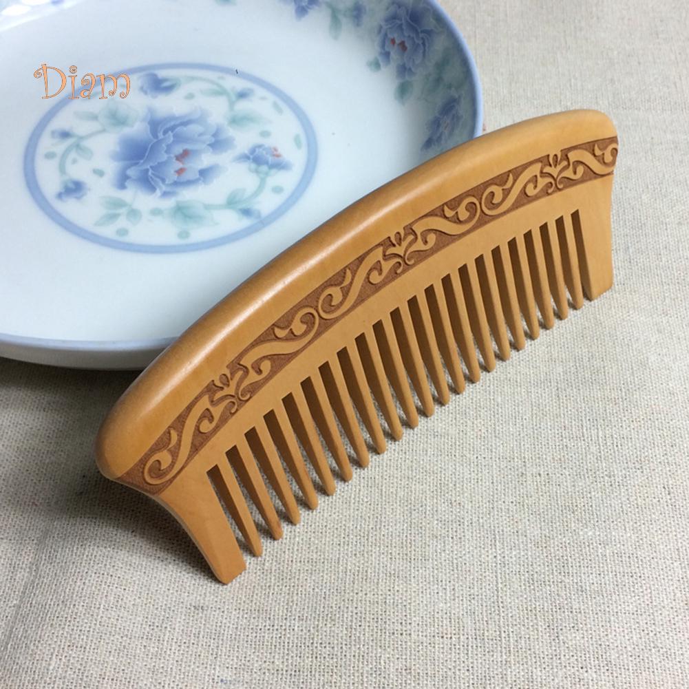 NO.INS Double Sided Carving Natural Peach Wood Comb Anti Static Hair Styling Tool Hair Comb Massage
