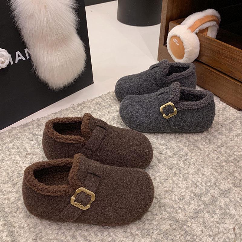 Retro thick-soled velvet women's all-inclusive shoes women's new winter thickened warm fluffy shoes cotton shoes