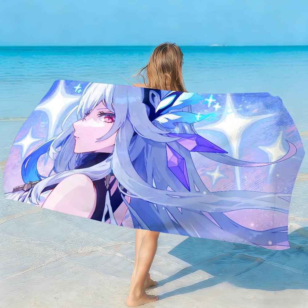 Game Skirk Genshin Impact Towel Soft Lightweight Anti-Sand Large Beach Towel Quick-Drying Bath Sports Family