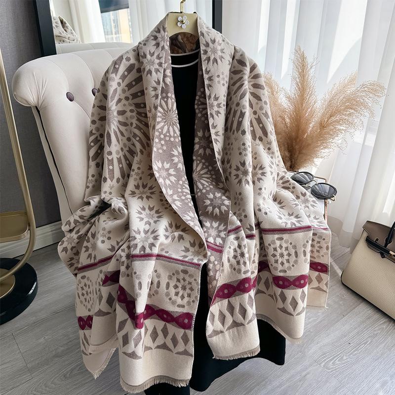 Autumn And Winter Scarf Women'S Cashmere Double-Sided Dual-Purpose High-Grade Texture Shawl Air Conditioner Warm Wool Scarf