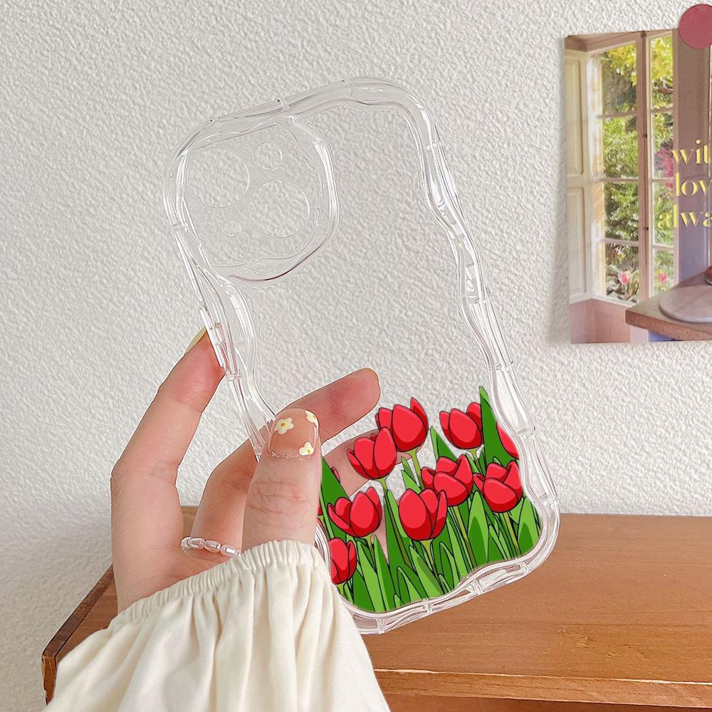 LZ16 flower Clear Soft Wave ტელეფონის ქეისები Xiaomi 11 Lite Redmi Note 13 12 8 Pro 9 12C A3 Infinix Smart 8 Tecno Protection უკანა ყდა