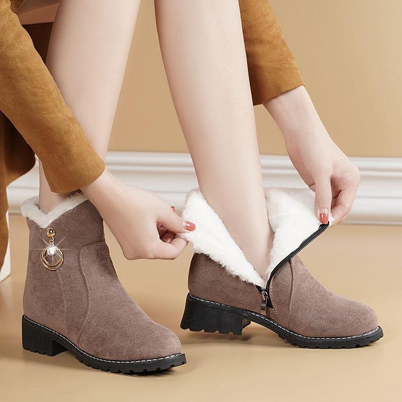 Boots Women Thick Bottom Shoes Women Winter Padded Frosted Short Boots Women Flat Slope Heel Soft Bottom Women's Boots